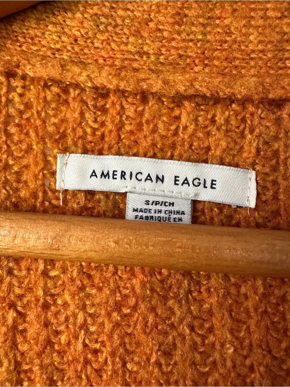 American Eagle Orange Textured Knit Cardigan - Picture 2 of 8